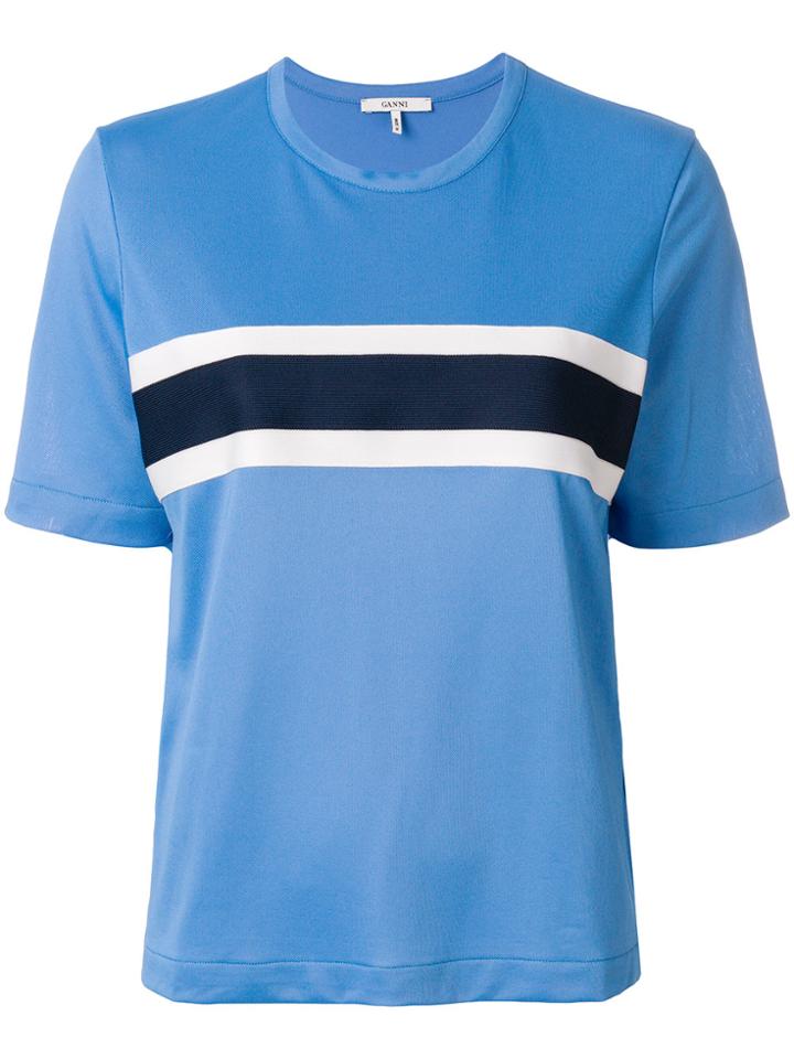 Ganni Striped Track Top - Blue