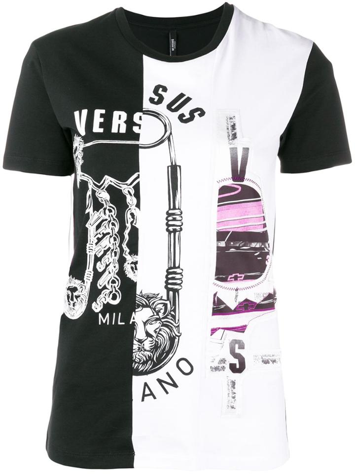 Versus Printed Panel T-shirt - Black