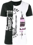 Versus Printed Panel T-shirt - Black