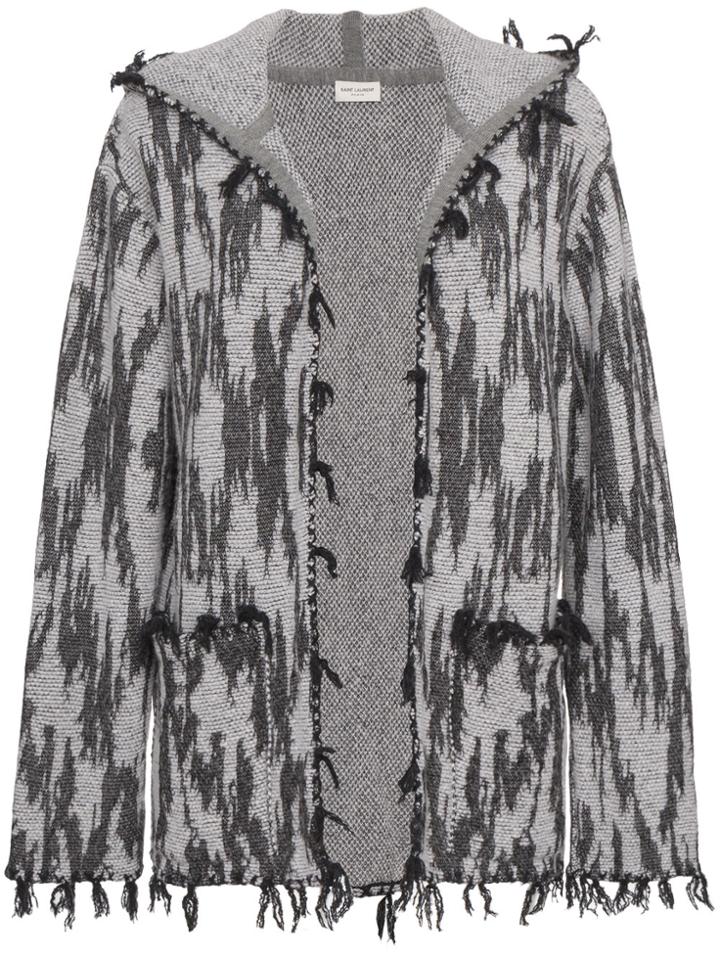 Saint Laurent Ikat Hooded Cardigan - Grey