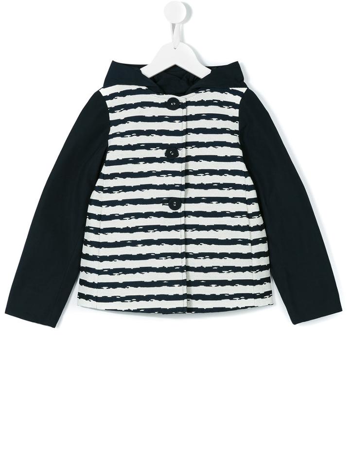 Herno Kids - Striped Jacket - Kids - Cotton/acrylic/polyamide/other Fibers - 10 Yrs, Girl's, Blue