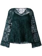 See By Chloé - Lace Layered Bell Top - Women - Polyester - 40, Green, Polyester
