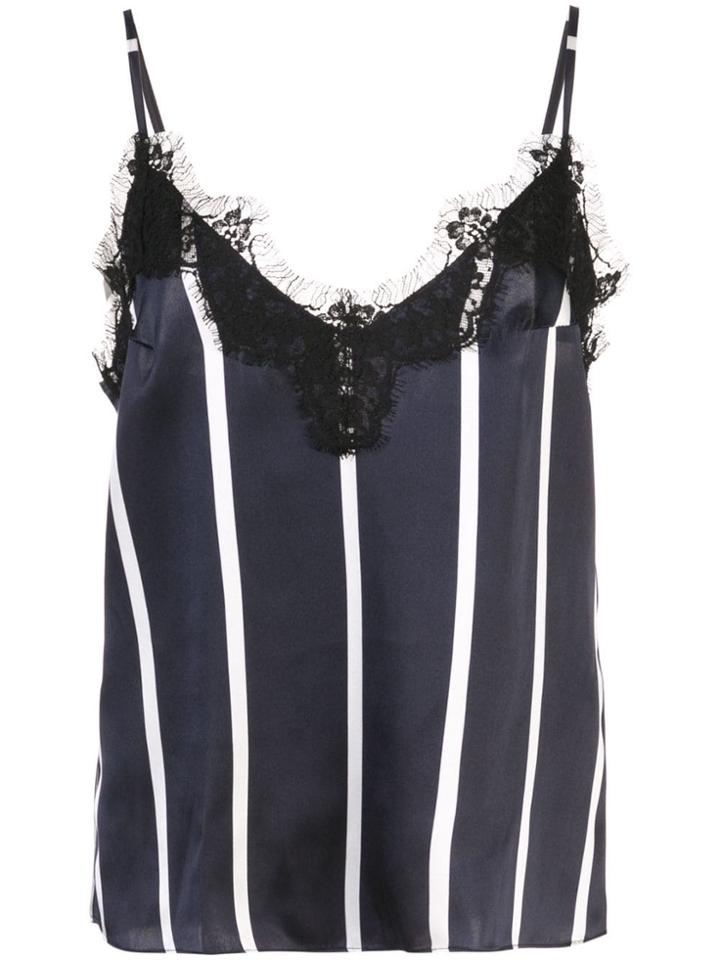 Fleur Du Mal Striped Lace Trim Cami - Blue