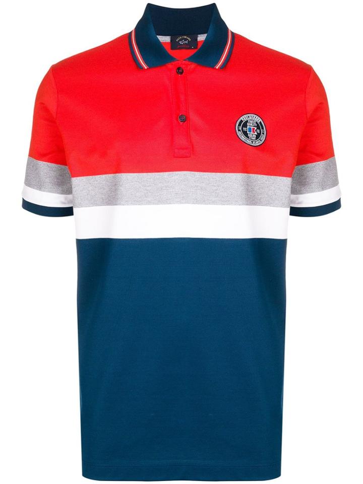 Paul & Shark Logo Panelled Polo Shirt - Red