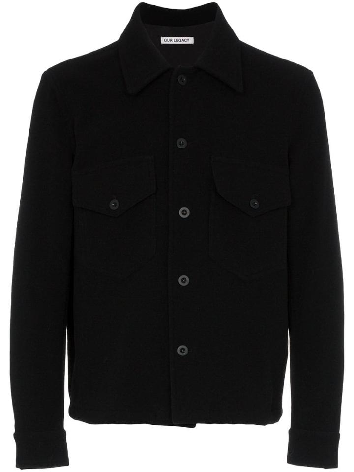 Our Legacy Button Up Wool Shirt Jacket - Black