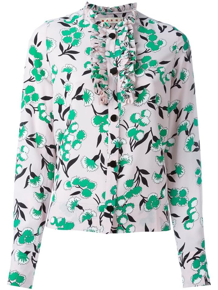 Marni 'sistowbell' Ruffled Shirt, Women's, Size: 38, Pink/purple, Silk