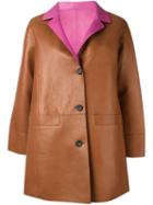 Etro Contrast Lapel Buttoned Coat, Women's, Size: 40, Brown, Lamb Skin