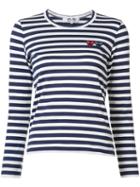 Comme Des Garçons Play Breton Stripe Logo T-shirt, Women's, Size: Large, Blue, Cotton