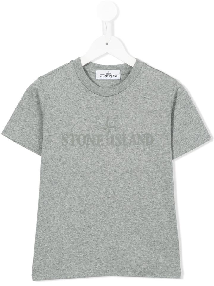 Stone Island Kids Logo Print T-shirt, Boy's, Size: 6 Yrs, Grey
