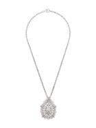 Susan Caplan Vintage 1960s Filigree Teardrop Pendant Necklace - Silver