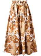 Chloé Floral Print Skirt, Women's, Size: 38, Brown, Cotton