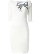 Blumarine Sequin Bow Dress, Women's, Size: 42, White, Polyamide/viscose