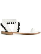 Álvaro Contrast Pompom Detail Sandals - White