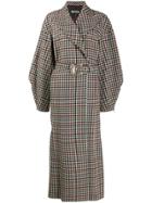 Just Cavalli Belted Checked Coat - Brown