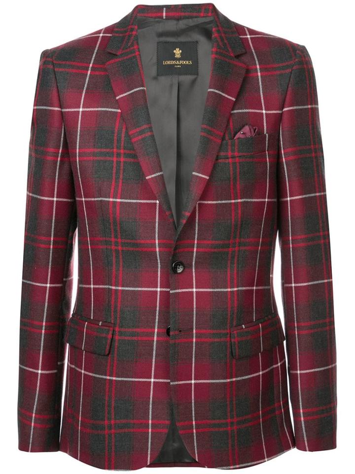 Lords And Fools Check Print Blazer - Red