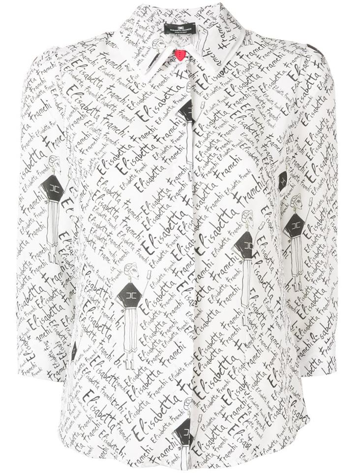 Elisabetta Franchi Logo Embroidered Blouse - White