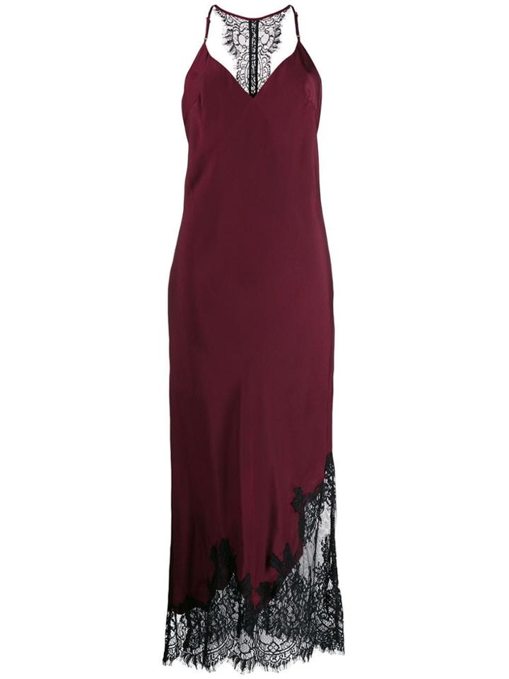 Gold Hawk Midi Lace Slip Dress - Red