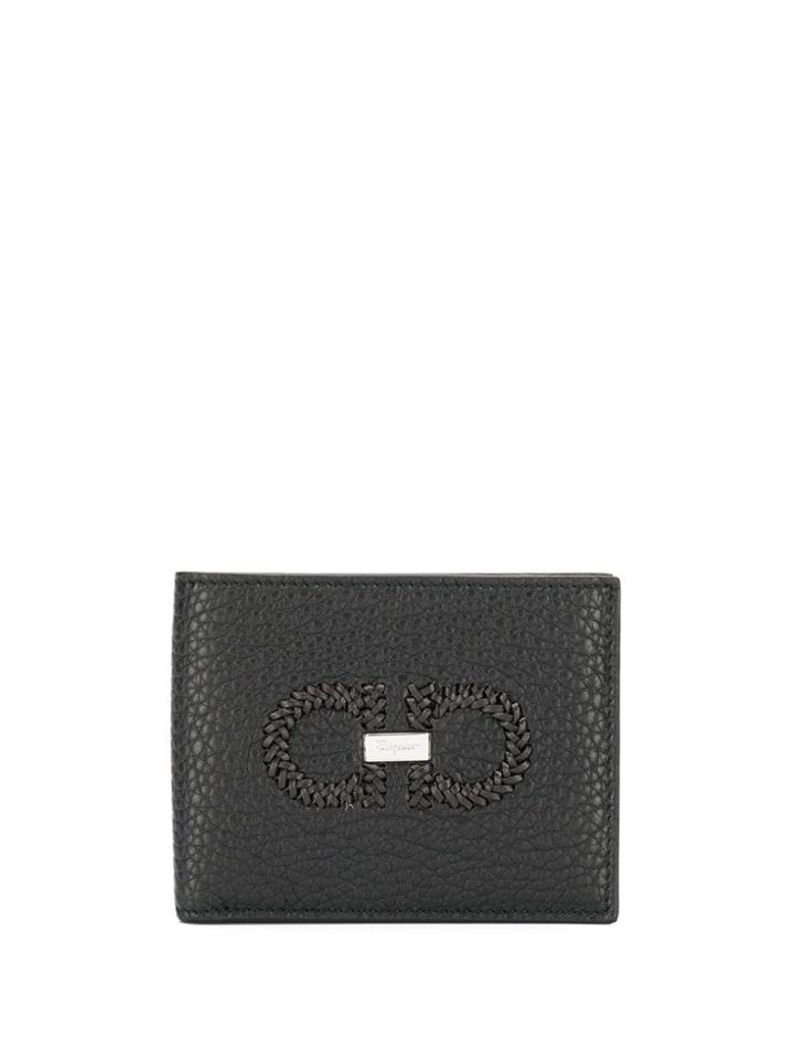 Salvatore Ferragamo Pebbled Bi-fold Wallet - Black