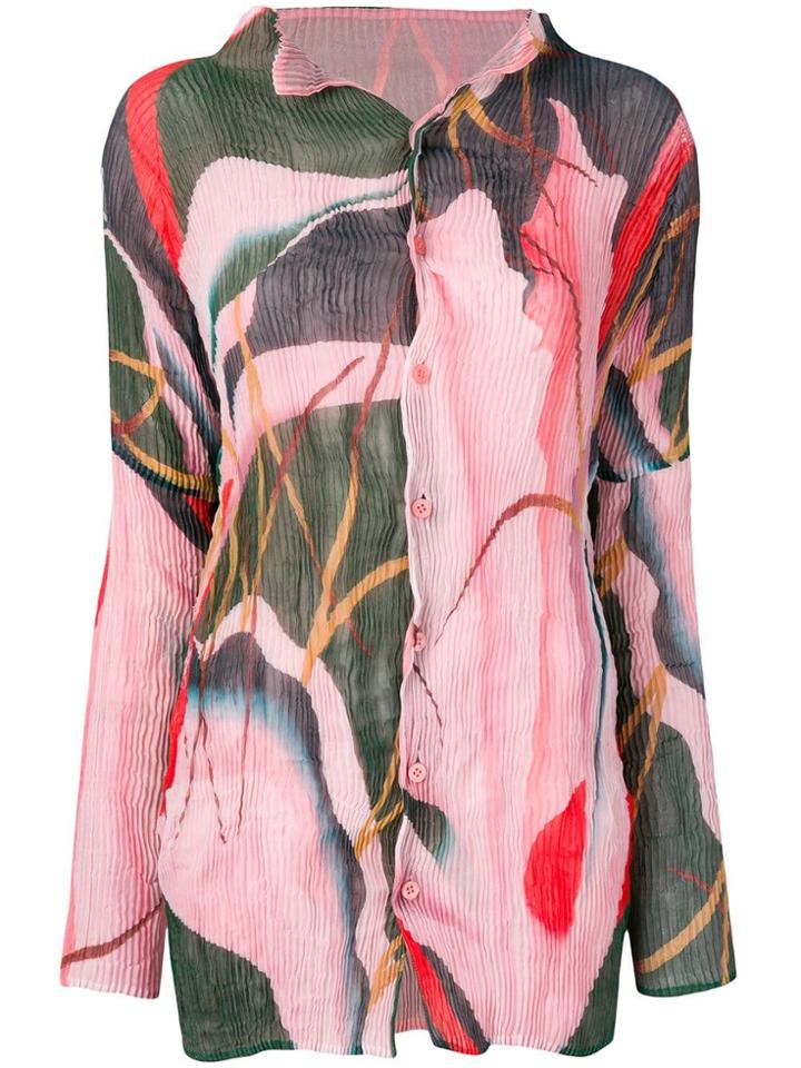 Issey Miyake Men Printed Pleated Shirt - Pink