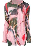 Issey Miyake Men Printed Pleated Shirt - Pink