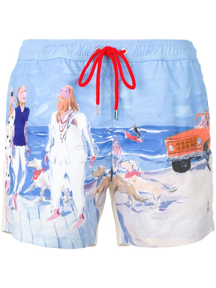 Moncler - Printed Track Shorts - Men - Polyamide - L, Blue, Polyamide