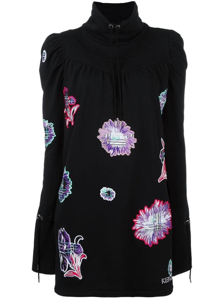 Kenzo 'dandelion' Embroidered Dress, Women's, Size: Xs, Black, Cotton