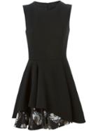 Alexander Mcqueen Folded Drape Mini Dress, Women's, Size: 44, Black, Silk/polyamide/wool