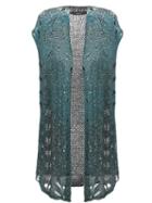 Avant Toi Distressed Knit Long Gilet, Women's, Size: Xs, Blue, Cotton