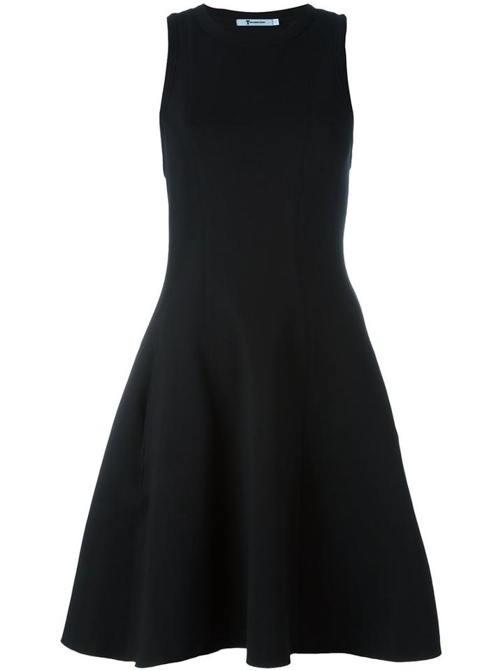 T By Alexander Wang Racerback Flared Dress, Women's, Size: Small, Black, Rayon/cotton/polyester/spandex/elastane