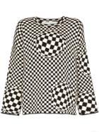 Off-white Checked Intarsia Knit Jumper - Black
