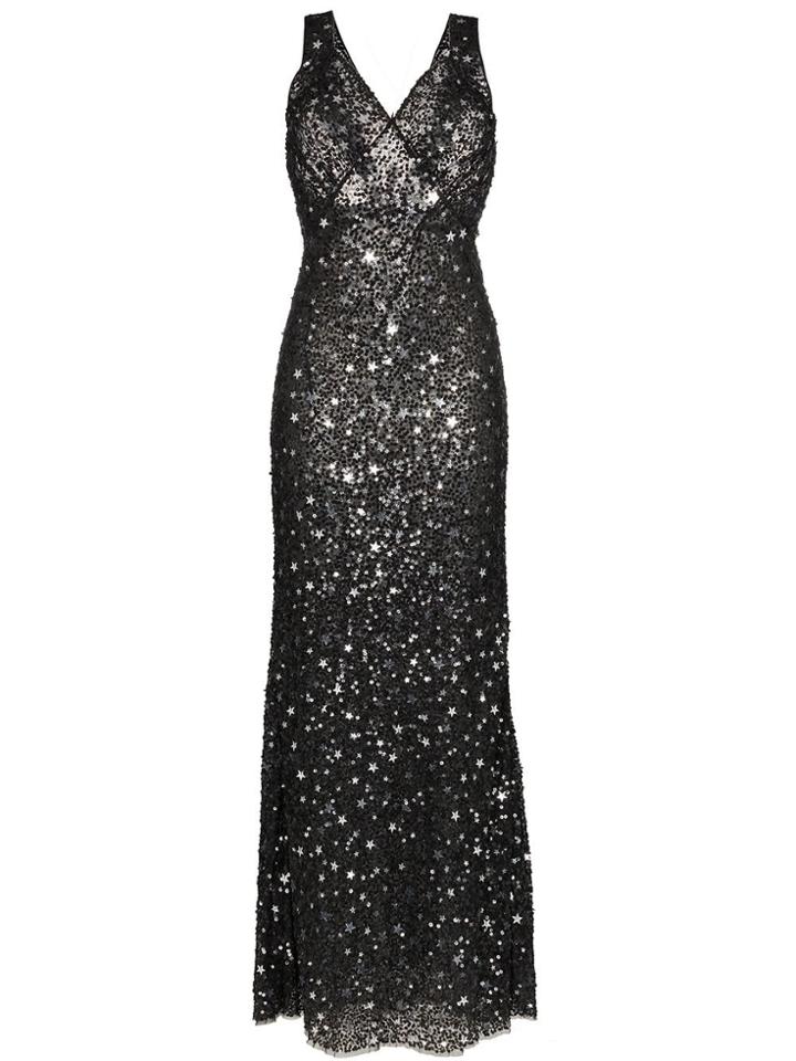 Attico Star And Sparkle Embellished Maxi Dress - Black