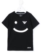 Armani Junior Smiley Logo T-shirt, Boy's, Size: 8 Yrs, Black