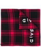 Givenchy Plaid Logo Scarf - Red