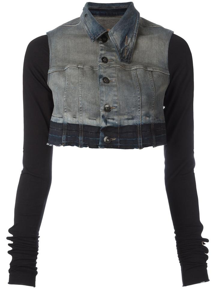 Rick Owens Drkshdw - Cropped Denim Jacket - Women - Cotton/polyethylene/spandex/elastane - M, Women's, Blue, Cotton/polyethylene/spandex/elastane