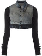 Rick Owens Drkshdw - Cropped Denim Jacket - Women - Cotton/polyethylene/spandex/elastane - M, Women's, Blue, Cotton/polyethylene/spandex/elastane