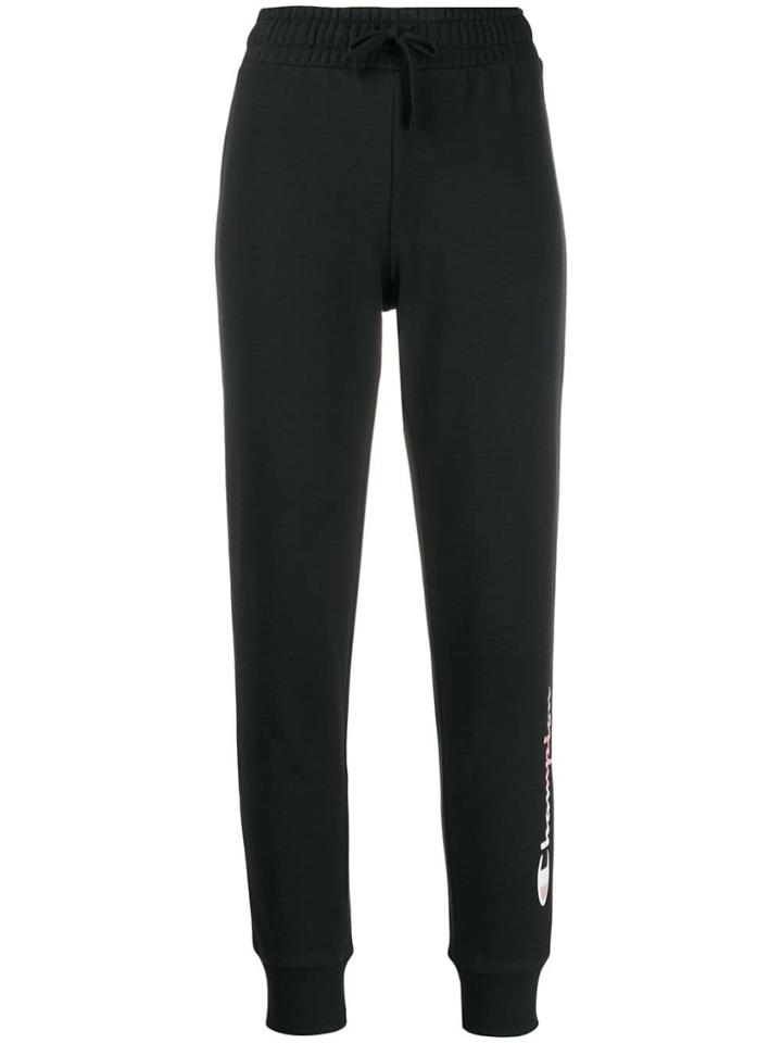 Champion Contrast Logo Track Pants - Black