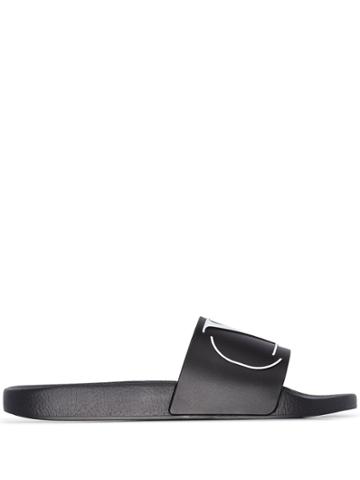 Valentino Valentino Garavani V Logo Slides - Black