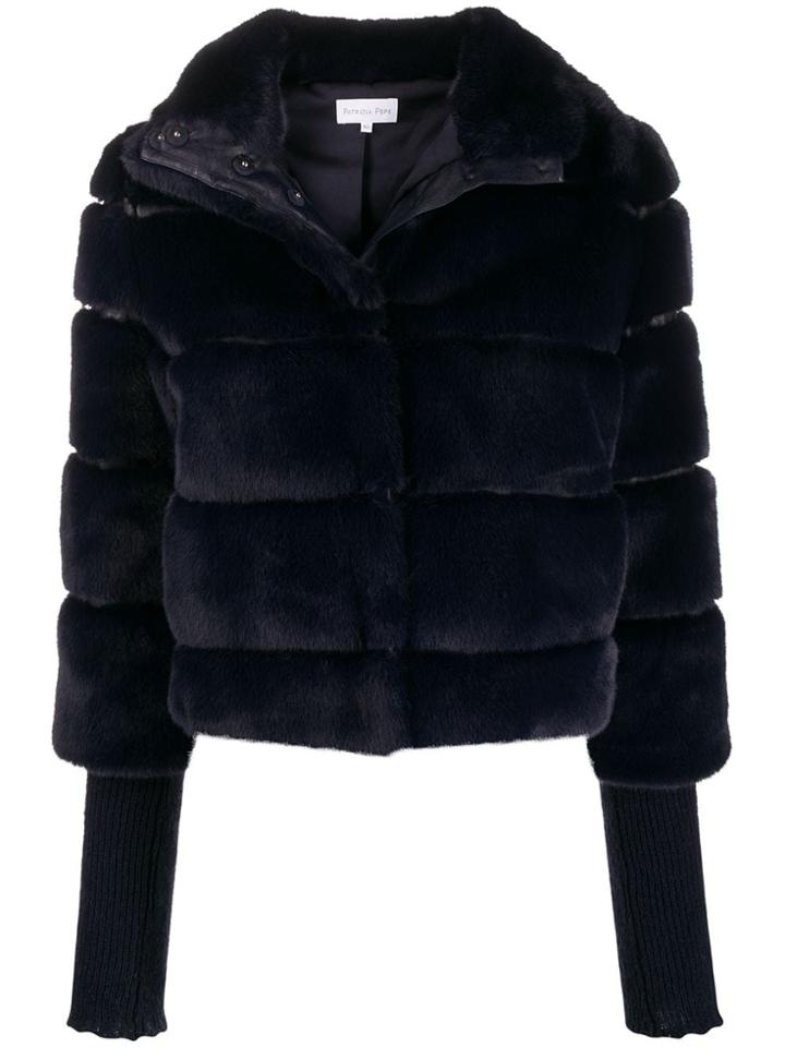 Patrizia Pepe Faux-fur Bomber Jacket - Blue