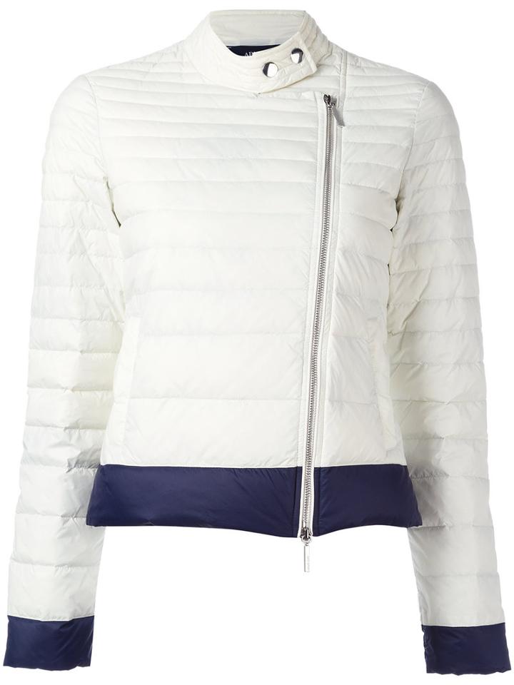 Armani Jeans Zip Up Puffer Jacket, Women's, Size: 44, White, Polyamide/duck Feathers