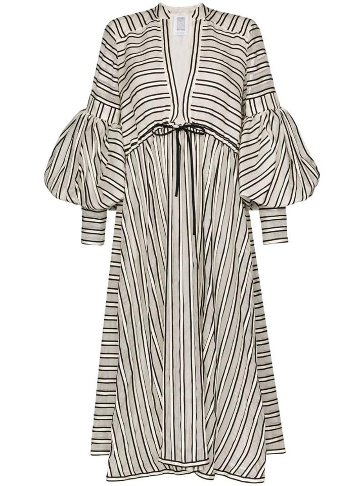 Rosie Assoulin Lantern Striped Midi Dress - Neutrals
