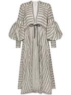 Rosie Assoulin Lantern Striped Midi Dress - Neutrals