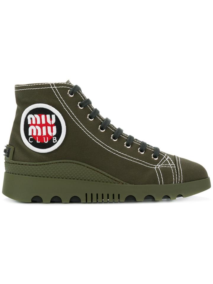 Miu Miu Lace-up Hi Tops - Green