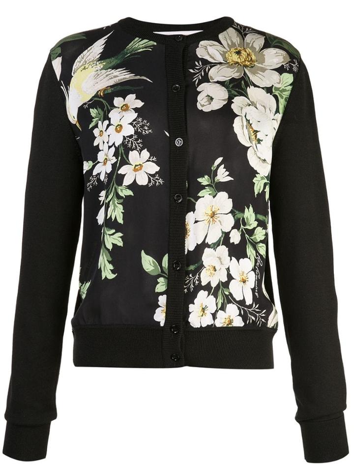 Carolina Herrera Floral Print Cardigan - Black