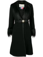 William Vintage Belted Fitted Midi Coat - Black