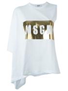 Msgm Logo Print Asymmetric T-shirt