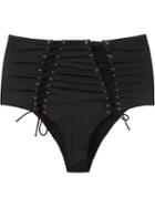 Fleur Du Mal Lace Up High Waist Bikini Bottom