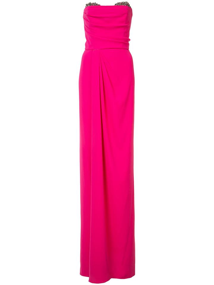 Marchesa Notte - Fitted Strapless Dress - Women - Polyester - 6, Pink/purple, Polyester