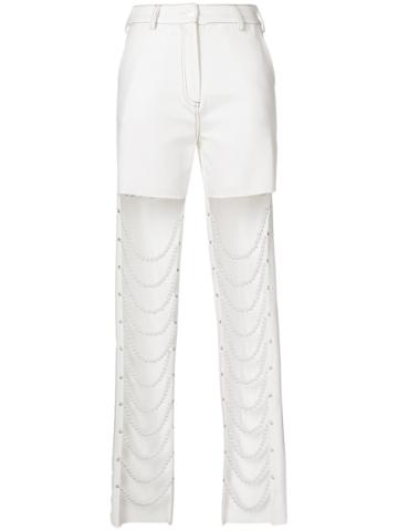 Cristina Savulescu Pearl String Front Slim Fit Jeans - White