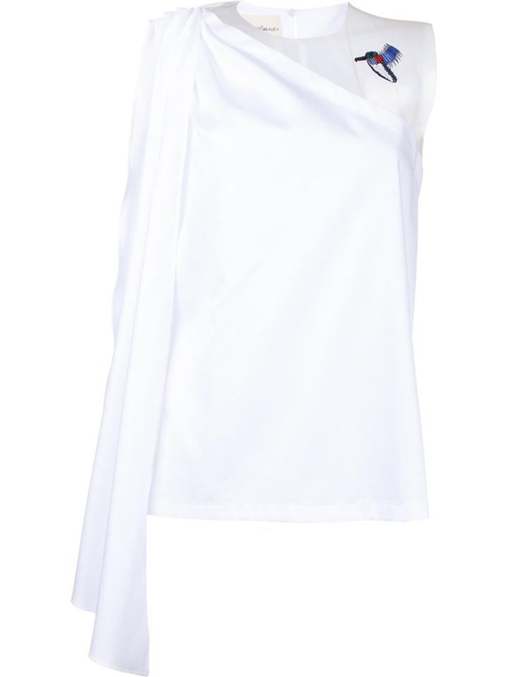 Elaidi One Shoulder Blouse, Women's, Size: 38, White, Cotton