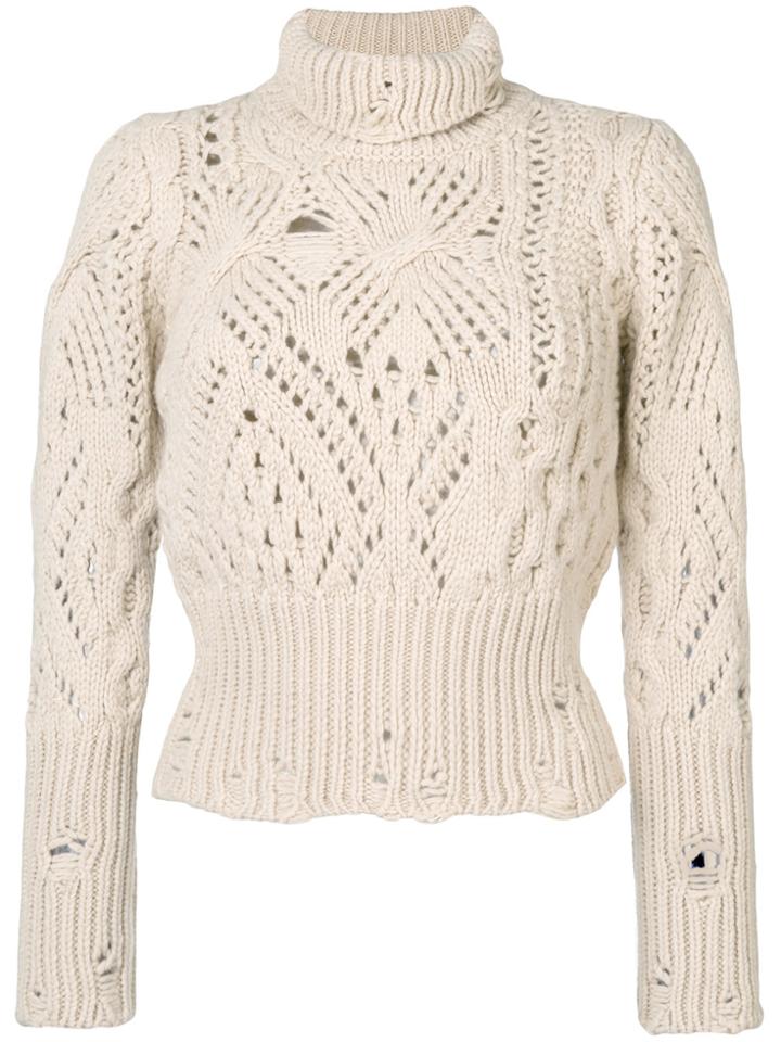 Dondup Holey Knit Roll Neck Jumper - Nude & Neutrals